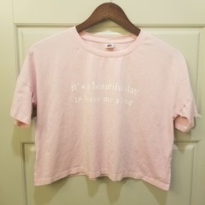 Light Pink Crop Top Graphic Tee Beautiful Day Sz S